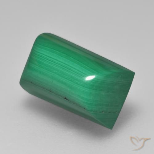 7.26 ct Green Malachite Stone, Natural Malachite in Baguette Cabochon Shape for Sale