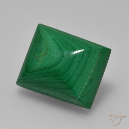 6.12 ct Green Malachite Stone, Natural Malachite in Baguette Sugarloaf Cabochon Shape for Sale