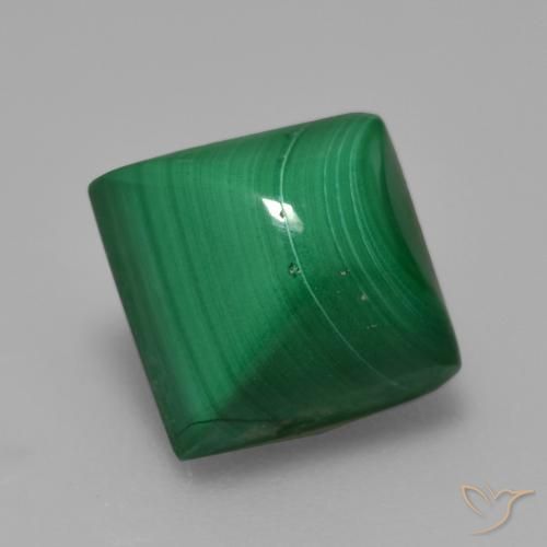 5.85 ct Green Malachite Stone, Natural Malachite in Square Sugarloaf Cabochon Shape for Sale