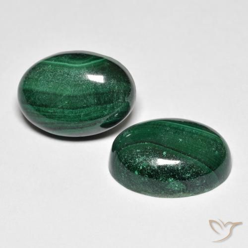 15.96 ctw Green Malachite Stones, Natural Malachite in Oval Cabochon Shape for Sale