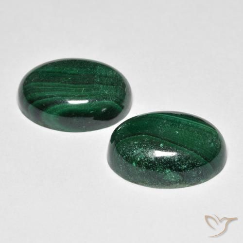 Malachite Gemstones in 14 x 10 mm (calibrated) Size for Sale, Malachite Stones in Dark Green Color