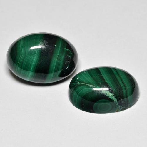 17.39 ctw Green Malachite Stones, Natural Malachite in Oval Cabochon Shape for Sale