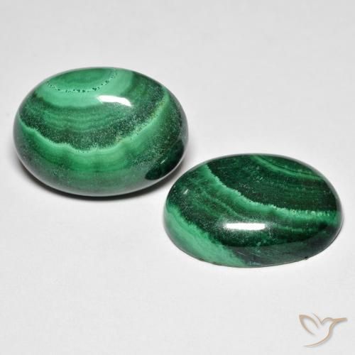 28.50 ctw Green Malachite Stones, Natural Malachite in Oval Cabochon Shape for Sale