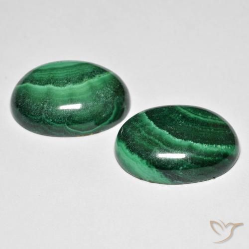 Malachite Gemstones in 18 x 13 mm (calibrated) Size for Sale, Malachite Stones in Dark Green Color