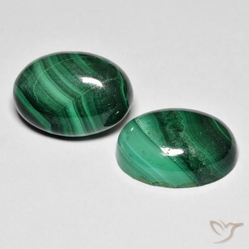 15.86 ctw Multicolor Malachite Stones, Natural Malachite in Oval Cabochon Shape for Sale