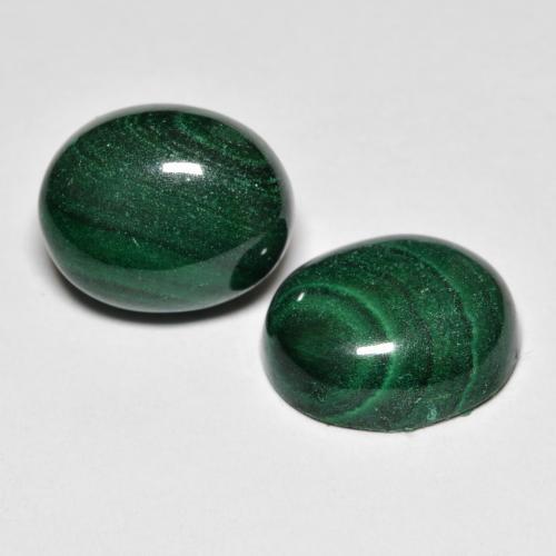 13.95 ctw Green Malachite Stones, Natural Malachite in Oval Cabochon Shape for Sale