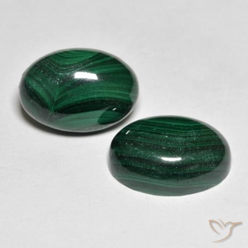 16.09 ctw Green Malachite Stones, Natural Malachite in Oval Cabochon Shape for Sale