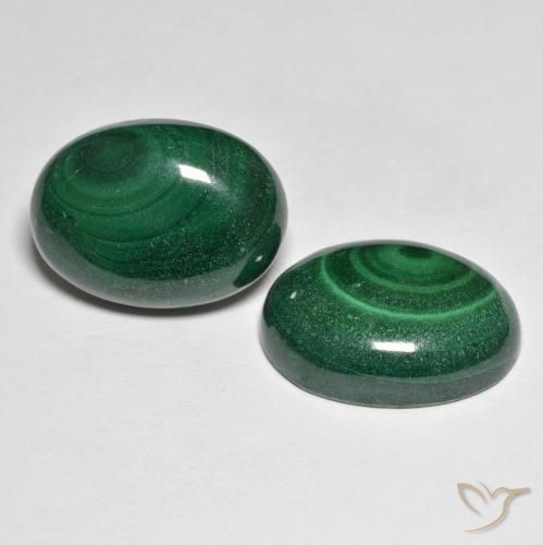 32.27 ctw Green Malachite Stones, Natural Malachite in Oval Cabochon Shape for Sale