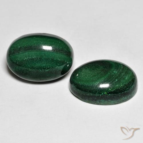 17.59 ctw Green Malachite Stones, Natural Malachite in Oval Cabochon Shape for Sale