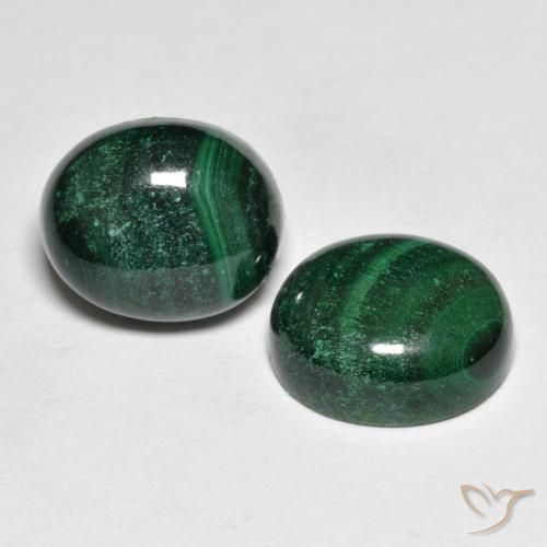 14.74 ctw Green Malachite Stones, Natural Malachite in Oval Cabochon Shape for Sale