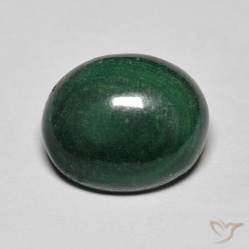 5.60 ct Green Malachite Stone, Natural Malachite in Oval Cabochon Shape for Sale