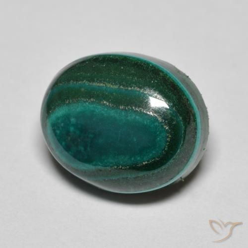 7.82 ct Green Malachite Stone, Natural Malachite in Oval Cabochon Shape for Sale
