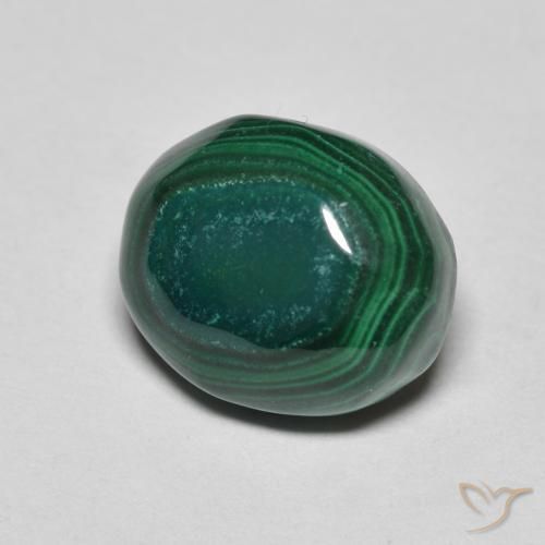 6.69 ct Green Malachite Stone, Natural Malachite in Oval Cabochon Shape for Sale