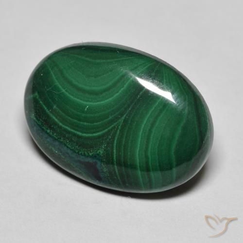 11.40 ct Green Malachite Stone, Natural Malachite in Oval Cabochon Shape for Sale