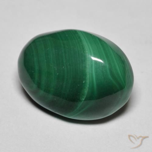 7.83 ct Green Malachite Stone, Natural Malachite in Oval Cabochon Shape for Sale