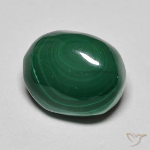 5.35 ct Green Malachite Stone, Natural Malachite in Oval Cabochon Shape for Sale