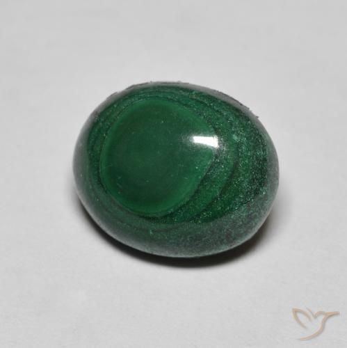 6.43 ct Green Malachite Stone, Natural Malachite in Oval Cabochon Shape for Sale
