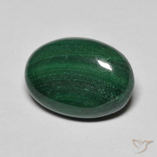 6.61 ct Green Malachite Stone, Natural Malachite in Oval Cabochon Shape for Sale