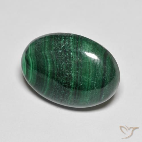 15.50 ct Green Malachite Stone, Natural Malachite in Oval Cabochon Shape for Sale