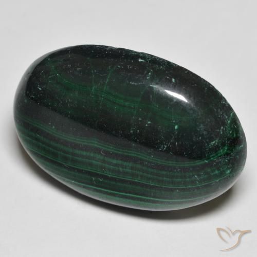 30.12 ct Green Malachite Stone, Natural Malachite in Oval Cabochon Shape for Sale