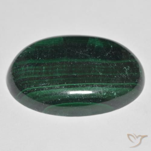 Malachite Gemstone in 25 x 18 mm (calibrated) Size for Sale, Malachite Stone in Dark Green Color