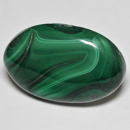 46.97ct Oval Cabochon Green Malachite from Congo, Dimension 30.3 x 19.7mm, Natural untreated Gemstone, Opaque Clarity, 1 piece Malachite in Dark Green Color, Mohs Hardness of 3.5 - 4, Photo A