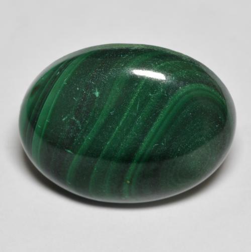 19.44ct Oval Cabochon Green Malachite from Congo, Dimension 20 x 15mm, Opaque Clarity, Natural untreated gemstone, 1pc Malachite in Dark Green Color, Mohs Hardness of 3.5 - 4, Photo A