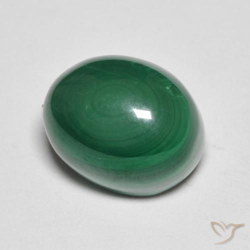 8.35 ct Green Malachite Stone, Natural Malachite in Oval Cabochon Shape for Sale