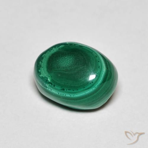 2.72 ct Green Malachite Stone, Natural Malachite in Oval Cabochon Shape for Sale