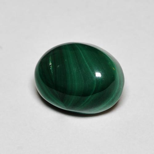 3.29ct Oval Dark Green Malachite from Congo, Dimension 9.1 x 7.1mm, Natural untreated Gemstone, Opaque Clarity, 1pc Oval Cabochon Malachite, Mohs Hardness of 3.5 - 4, Photo A