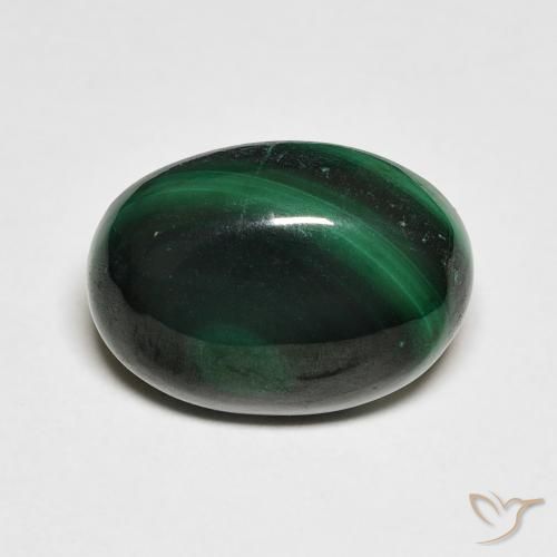 7.1 ct Oval Malachite, 13.9 x 10 mm From Congo, Photo A