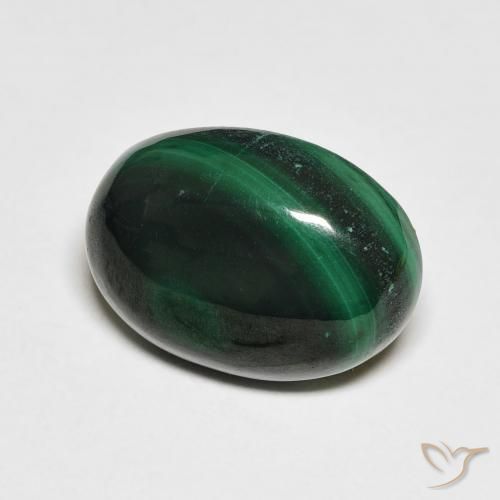7.10 ct Green Malachite Stone, Natural Malachite in Oval Cabochon Shape for Sale