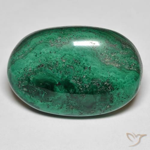 29.33 ct Green Malachite Gemstone, Malachite Gem in Oval Cabochon Shape for Sale.