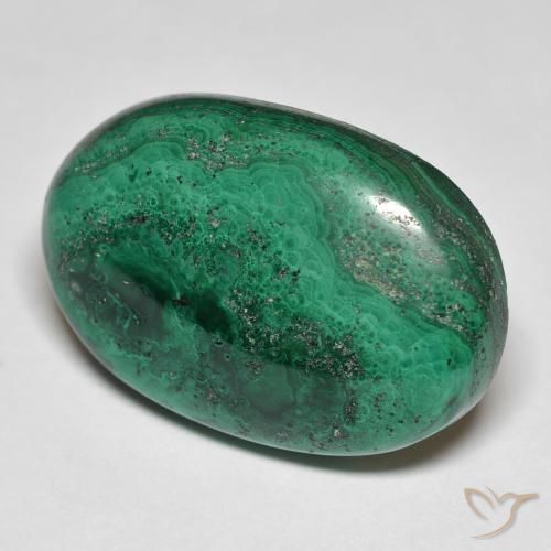 29.33 ct Green Malachite Stone, Natural Malachite in Oval Cabochon Shape for Sale