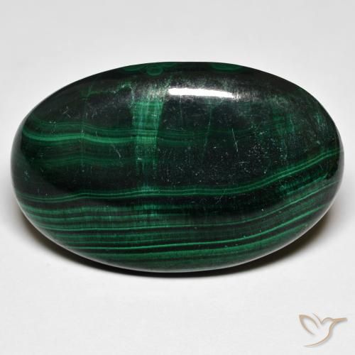 37.71 ct Green Malachite Stone, Natural Malachite in Oval Cabochon Shape for Sale