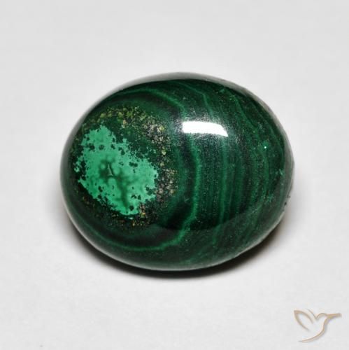 6.9 ct Oval Malachite, 12.1 x 10.1 mm From Congo, Photo A