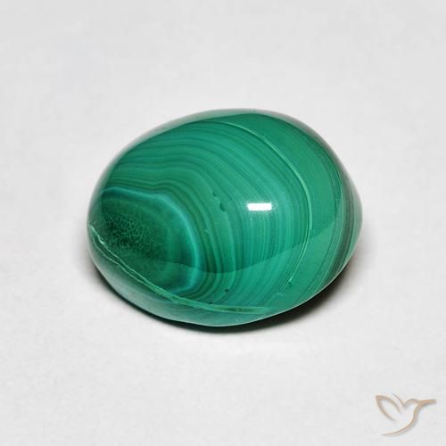 3.34 ct Green Malachite Stone, Natural Malachite in Oval Cabochon Shape for Sale