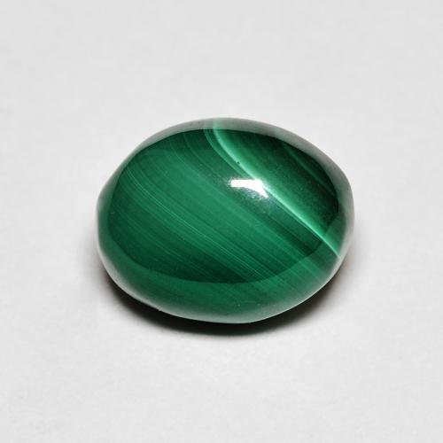 3.44ct Oval Cabochon Green Malachite from Congo, Dimension 8.8 x 6.9mm, Opaque Clarity, Natural untreated gemstone, 1pc Malachite in Multicolor Green Color, Mohs Hardness of 3.5 - 4, Photo A