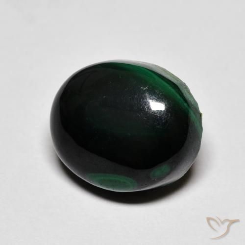 7.96 ct Green Malachite Stone, Natural Malachite in Oval Cabochon Shape for Sale