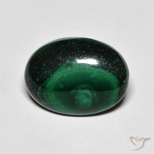 Malachite Vert oval cabochon du Congo, 13,9 x 10,2mm, poids de 6,48 ct, pierre gemme naturelle Non traité de pureté Opaque , 1 pièce de malachite, couleur Vert foncé, dureté Mohs de 3.5 à 4, Photo A