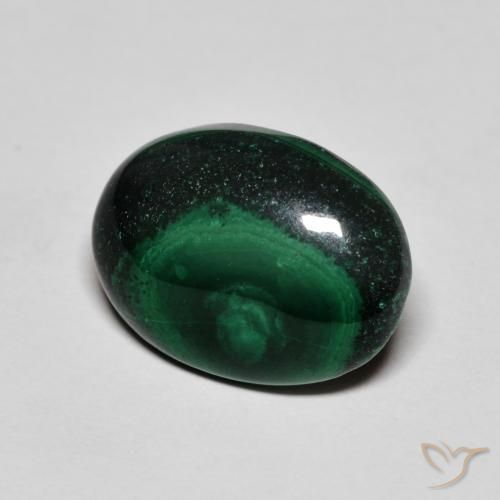 6.48 ct Green Malachite Stone, Natural Malachite in Oval Cabochon Shape for Sale