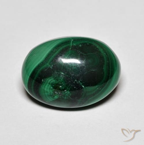 8.37 ct Green Malachite Stone, Natural Malachite in Oval Cabochon Shape for Sale