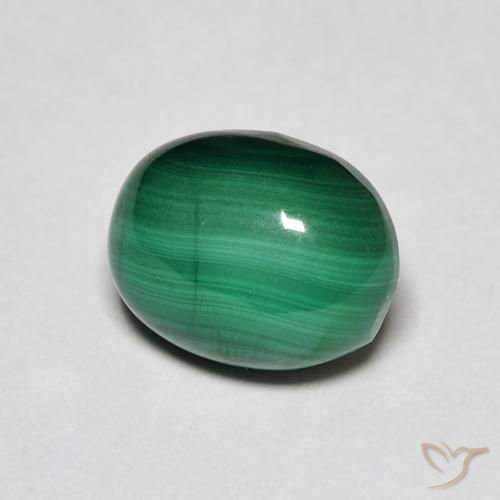 3.26 ct Green Malachite Stone, Natural Malachite in Oval Cabochon Shape for Sale