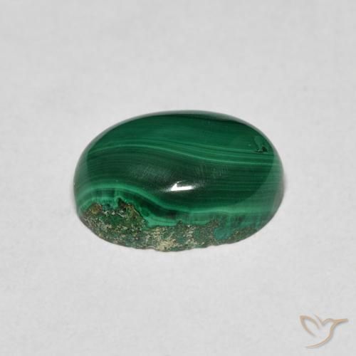 Malachite Gemstone in 9.3 x 6.6 mm Size for Sale, Malachite Stone in Medium Green Color