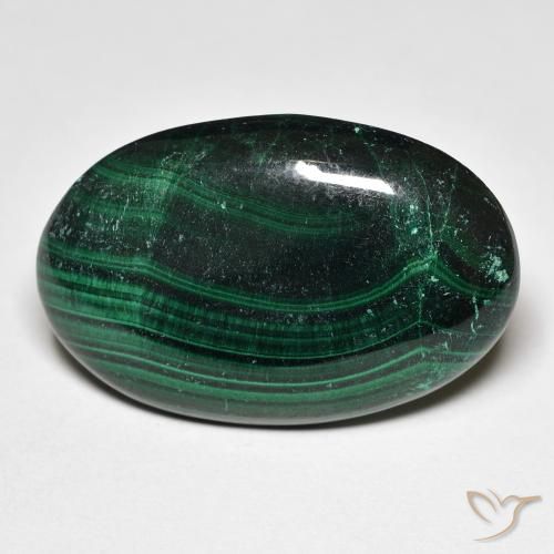Malaquita Verde Ovalada de 29,3 x 19,2mm de Congo, peso de 32.63 ct, piedra preciosa natural No tratado en Opaco Clarity, Malaquita Cabujón Óvalo de 1 pieza - Color: Verde multicolor, dureza Mohs de 3.5 - 4, Photo A