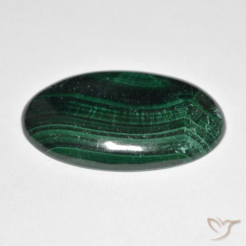 Malachite Gemstone in 29.3 x 19.2 mm Size for Sale, Malachite Stone in Green Color