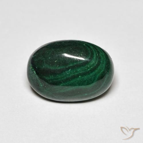 6.69 ct Green Malachite Gemstone, Malachite Gem in Oval Cabochon Shape for Sale.