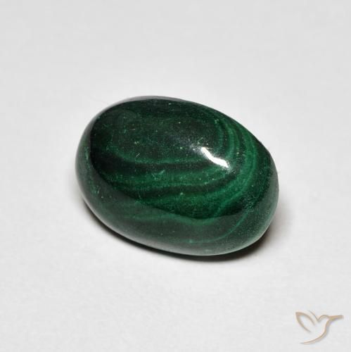 6.69 ct Green Malachite Stone, Natural Malachite in Oval Cabochon Shape for Sale