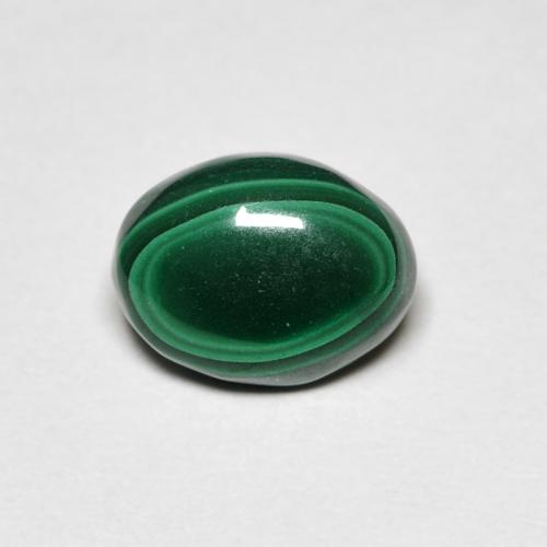 2.64ct Oval Cabochon Green Malachite from Congo, Dimension 9.1 x 6.9mm, Natural untreated Gemstone, Opaque Clarity, 1 piece Malachite in Dark Green Color, Mohs Hardness of 3.5 - 4, Photo A