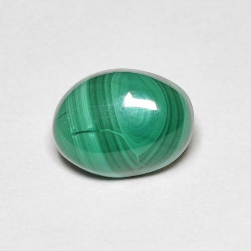2.93ct Oval Medium Green Malachite from Congo, Dimension 9.3 x 7.1mm, Natural untreated Gemstone, Opaque Clarity, 1pc Oval Cabochon Malachite, Mohs Hardness of 3.5 - 4, Photo A